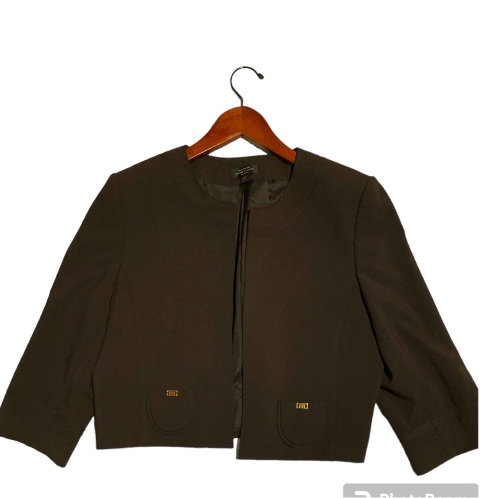 Tahari Arthur S Levine Dark Brown Cropped Jacket /SZ12P